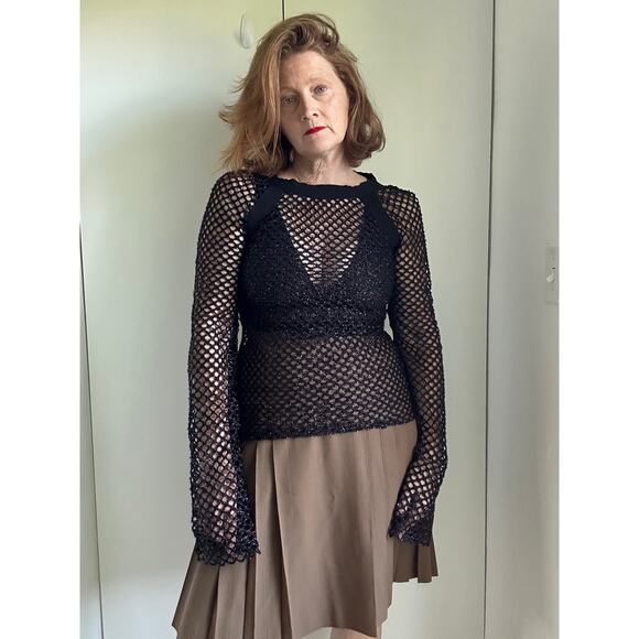 KYE Opening Ceremony Mesh Black Shirt Size Medium Sheer Punk Goth Grunge Style - Picture 4 of 10